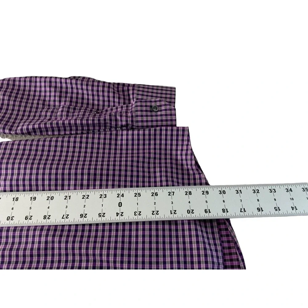 Eton Contemporary Fit Purple Gingham Check Dress Shirt Mens 41 16 L Cotton